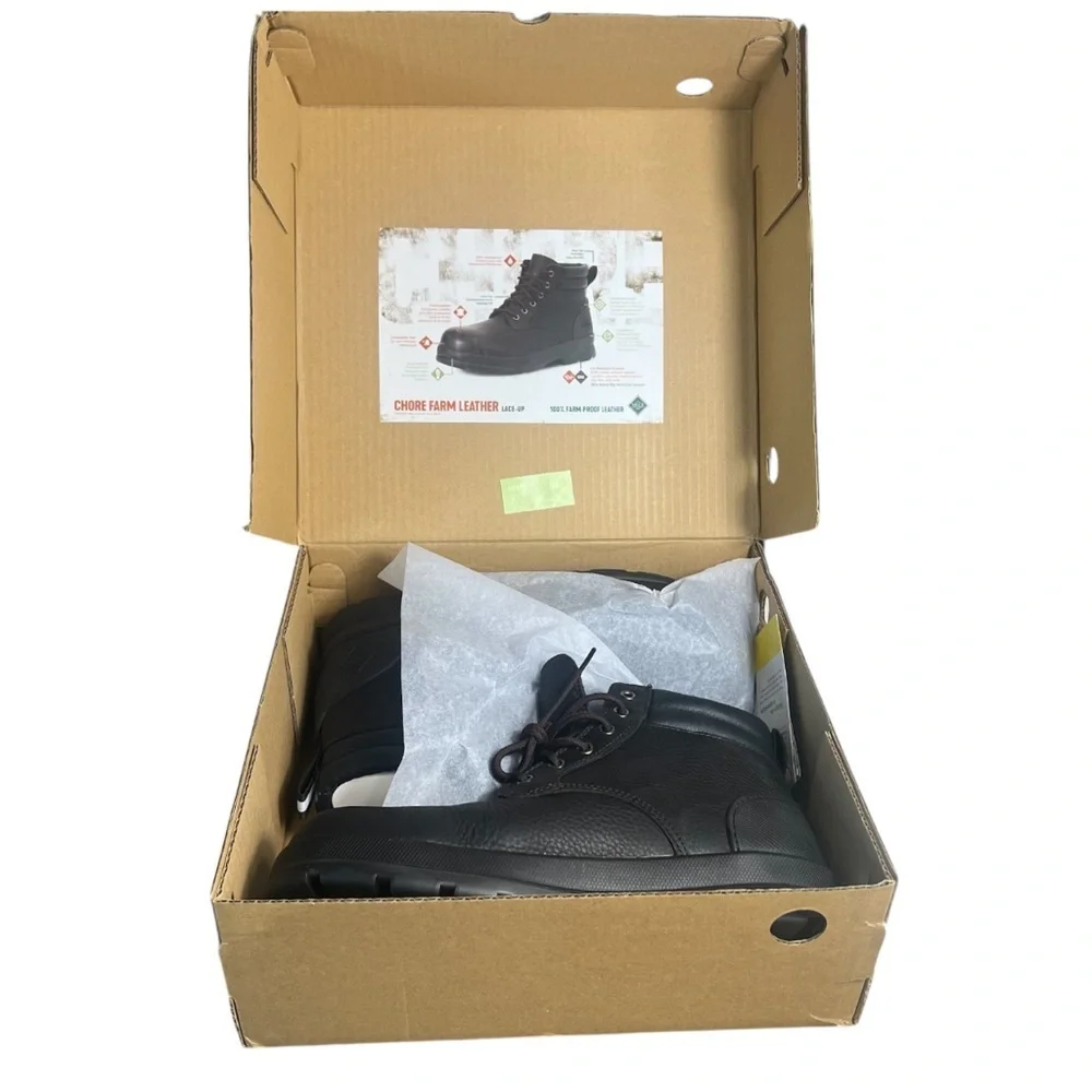 Muck Boot Chore Farm Leather Comp Toe 6” Lace Up Chelsea Boot Waterproof Black